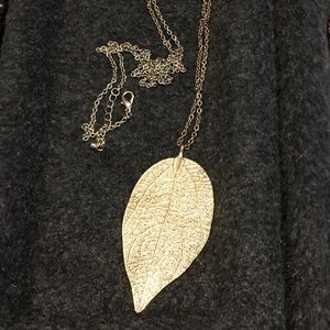 Gold Leaf pendant long necklace